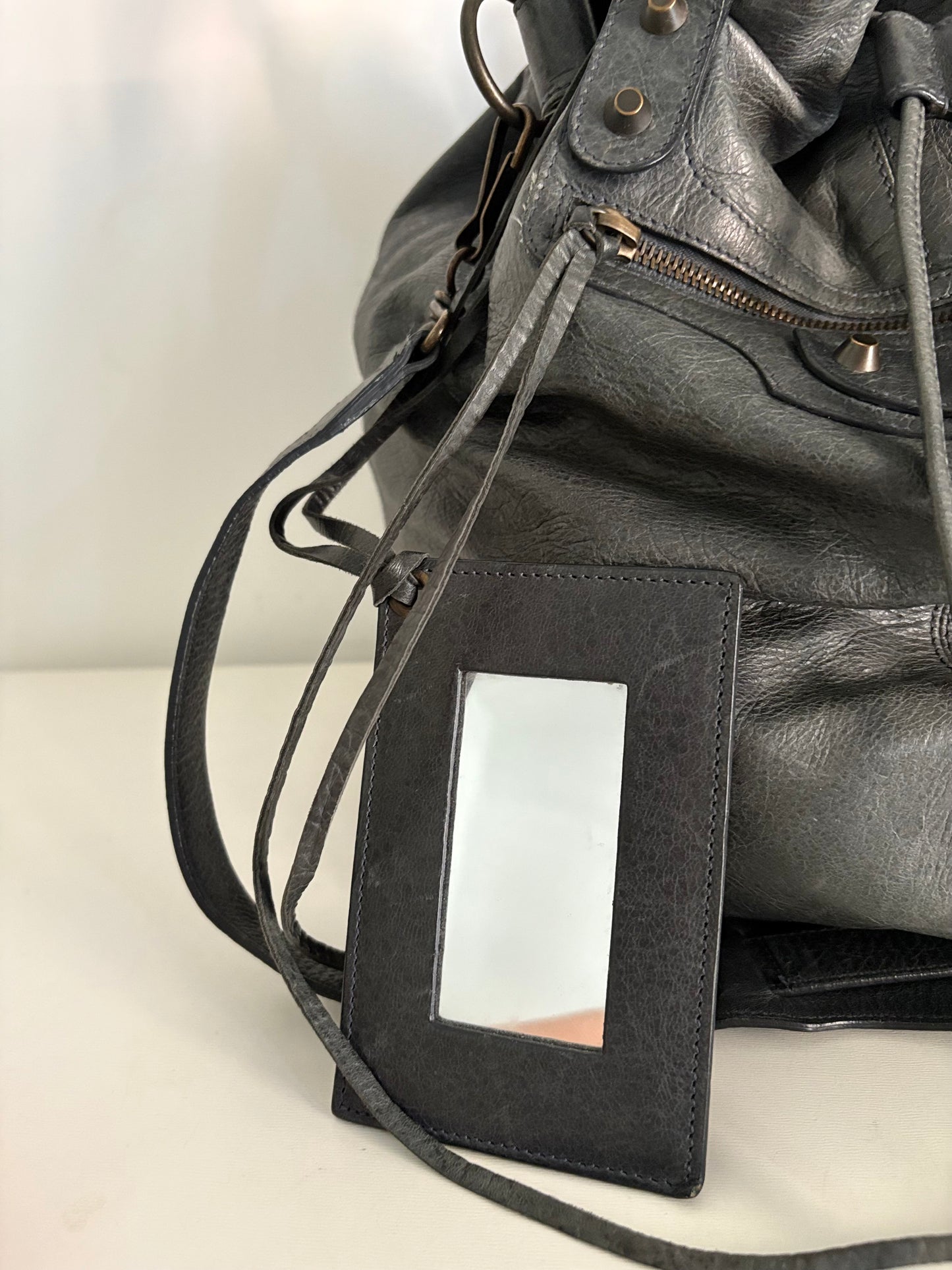 Balenciaga pompon bucket bag