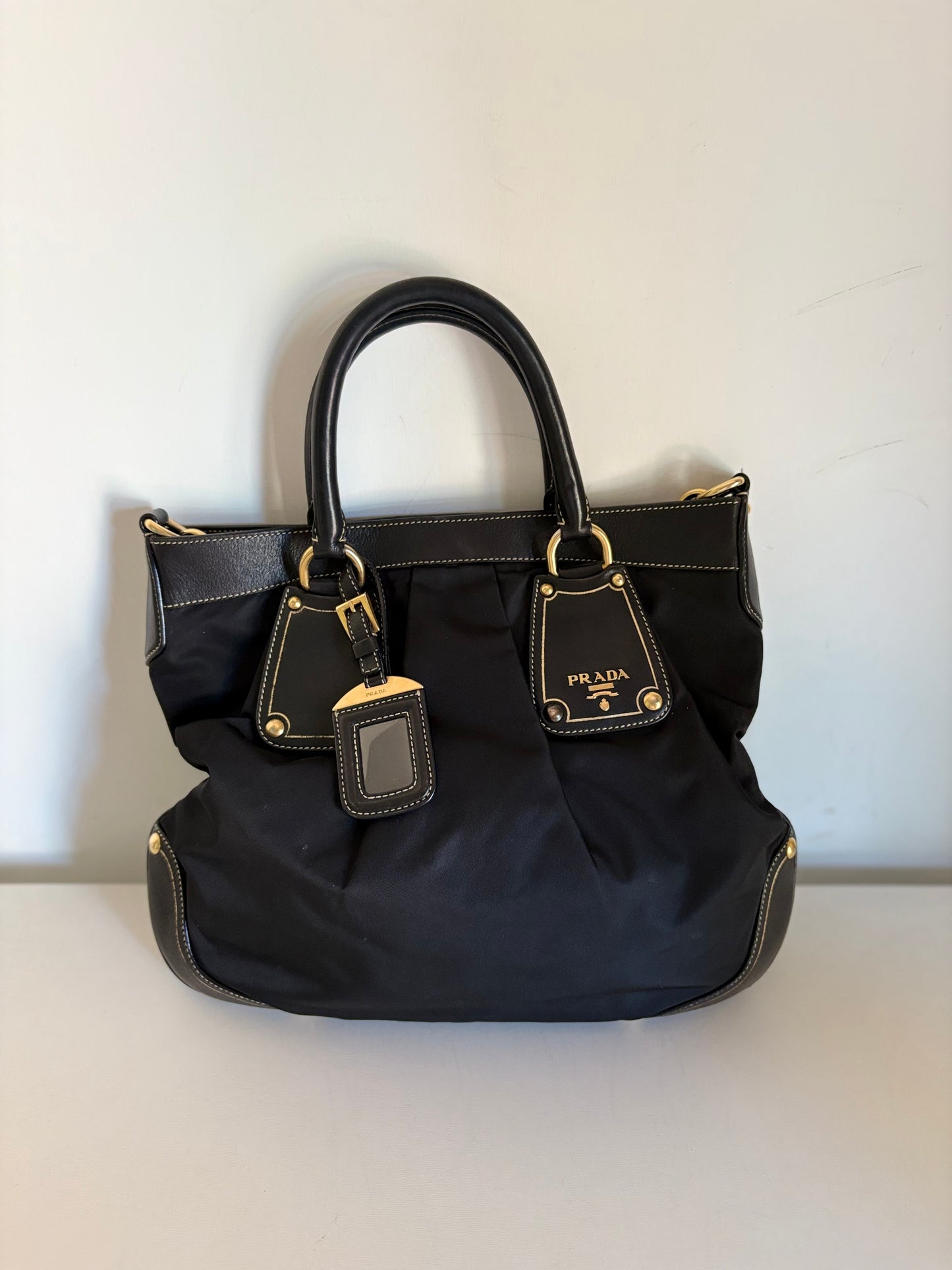 Prada nylon and leather shoulder bag