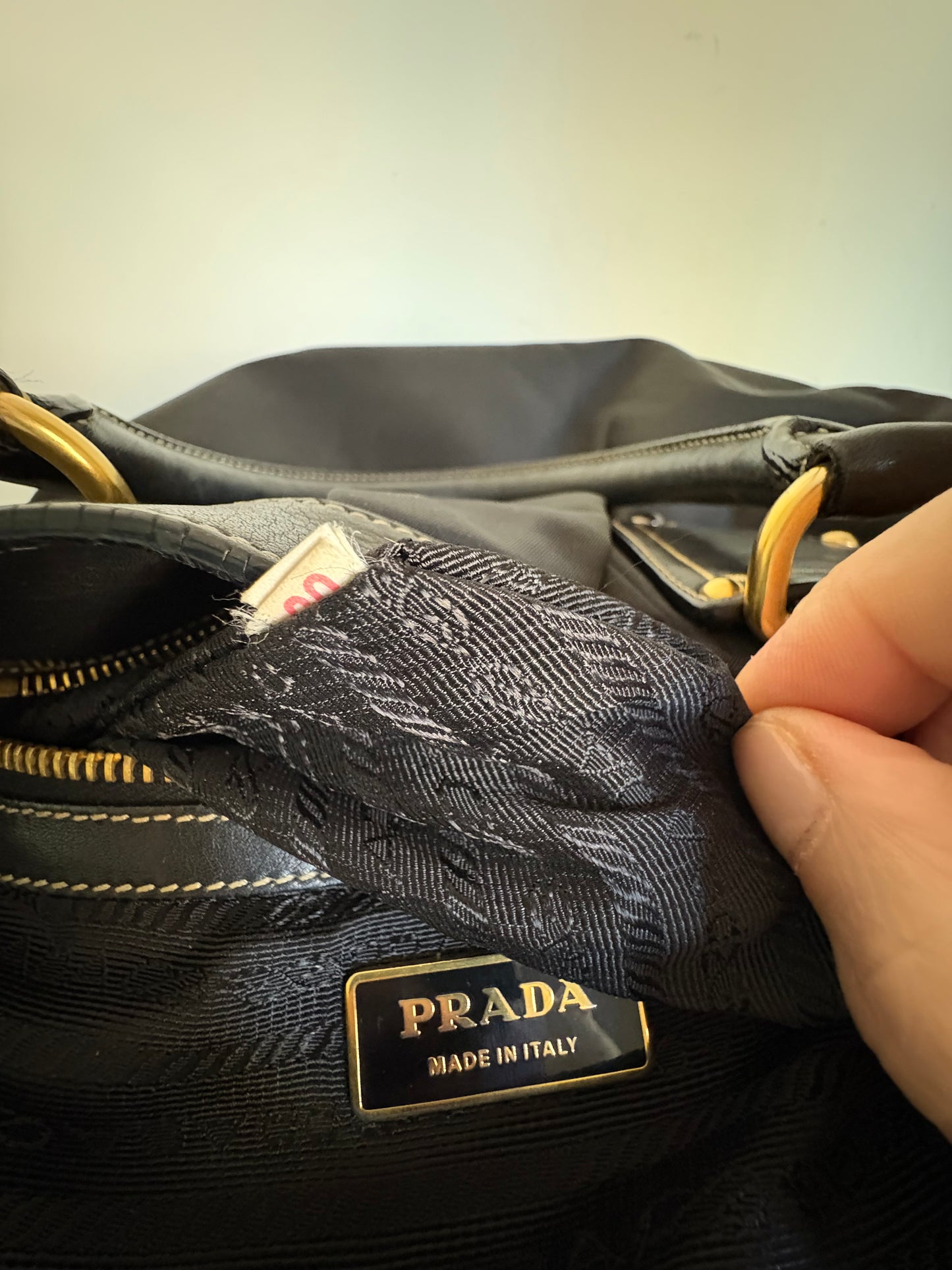 Prada nylon and leather shoulder bag