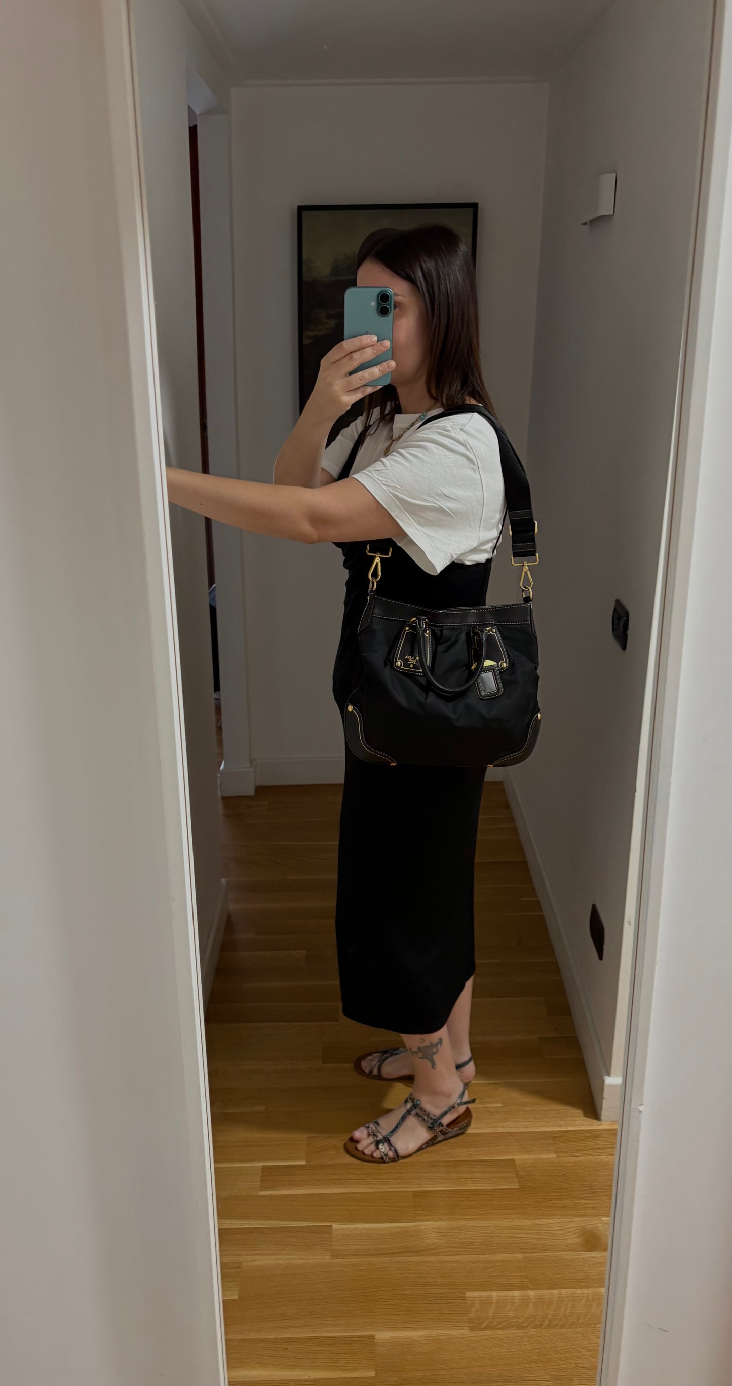 Prada nylon and leather shoulder bag