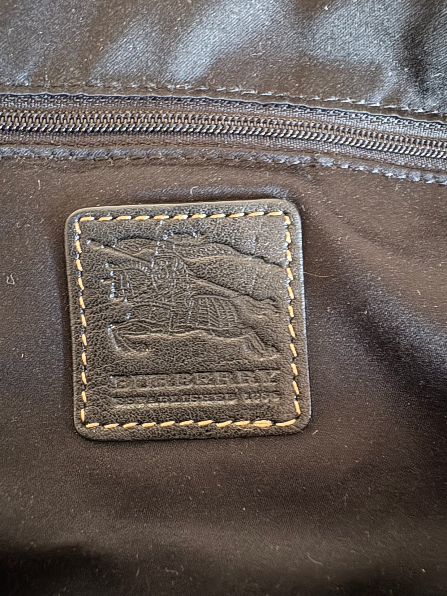 Burberry Black Leather & Check Shoulder Bag