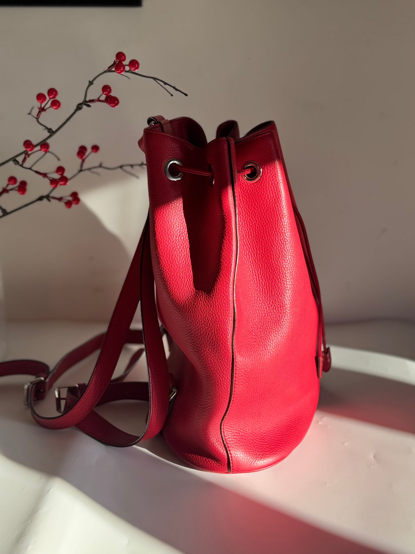 Gucci Soho Drawstring Backpack Red