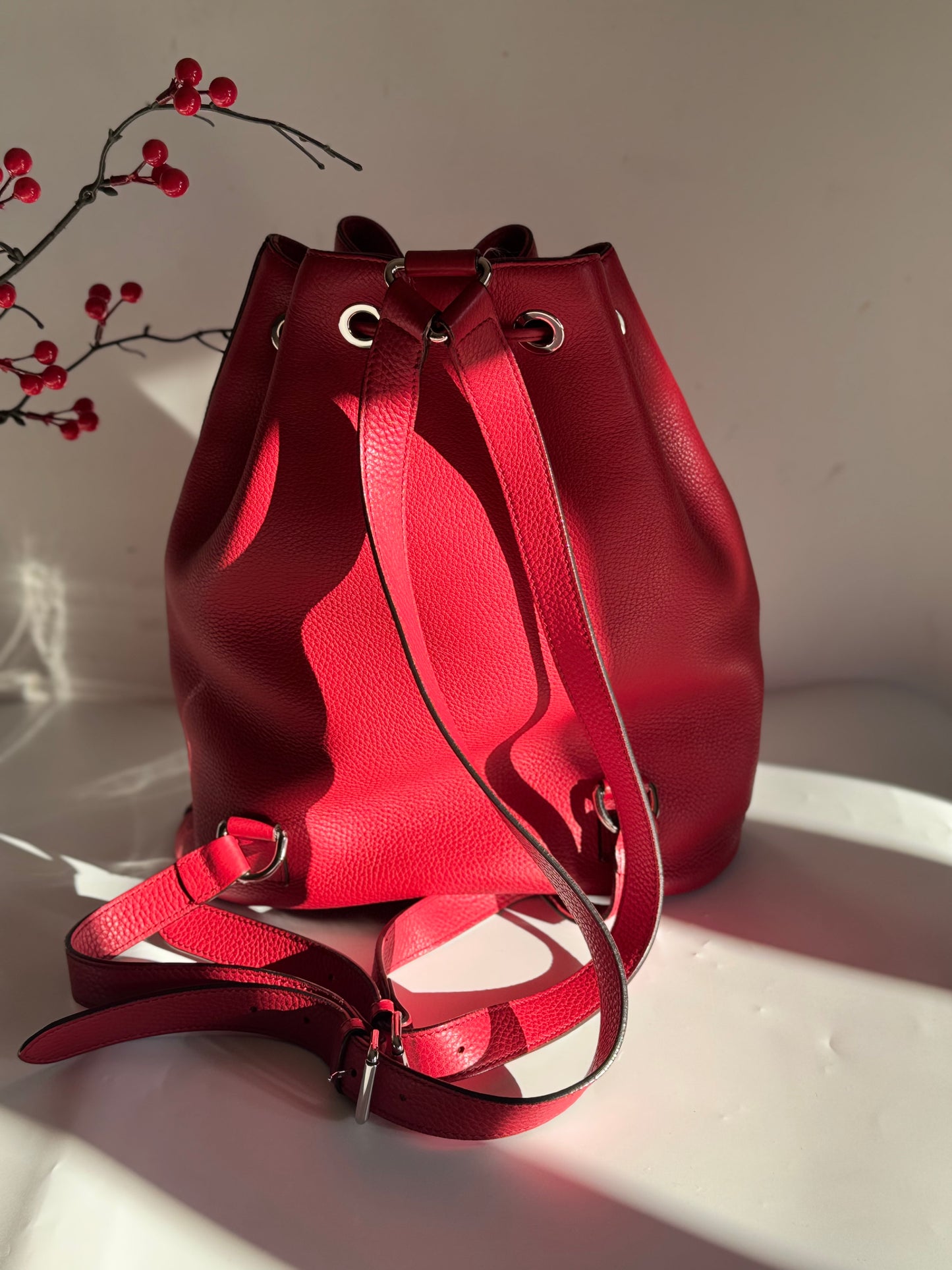 Gucci Soho Drawstring Backpack Red