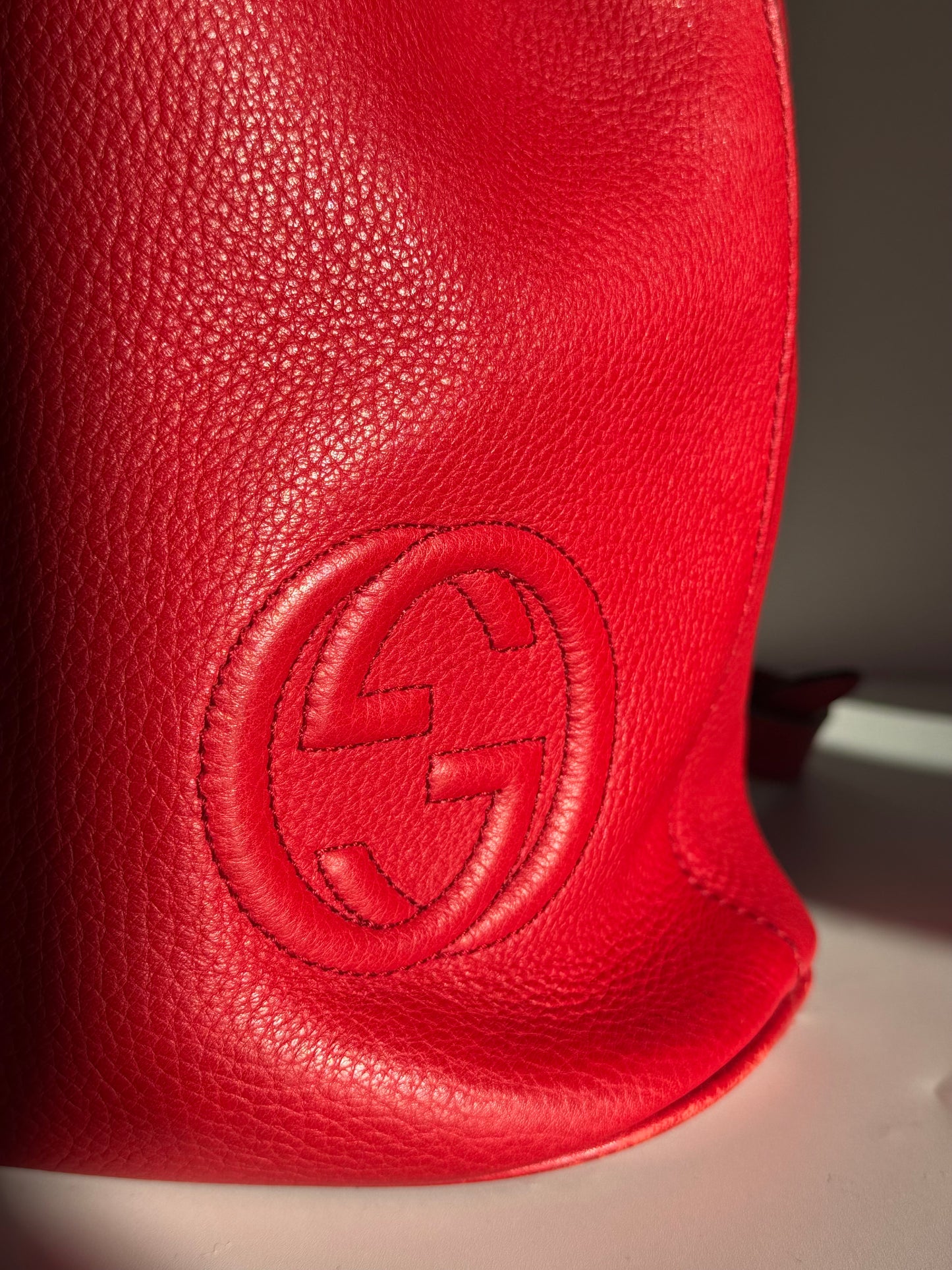 Gucci Soho Drawstring Backpack Red