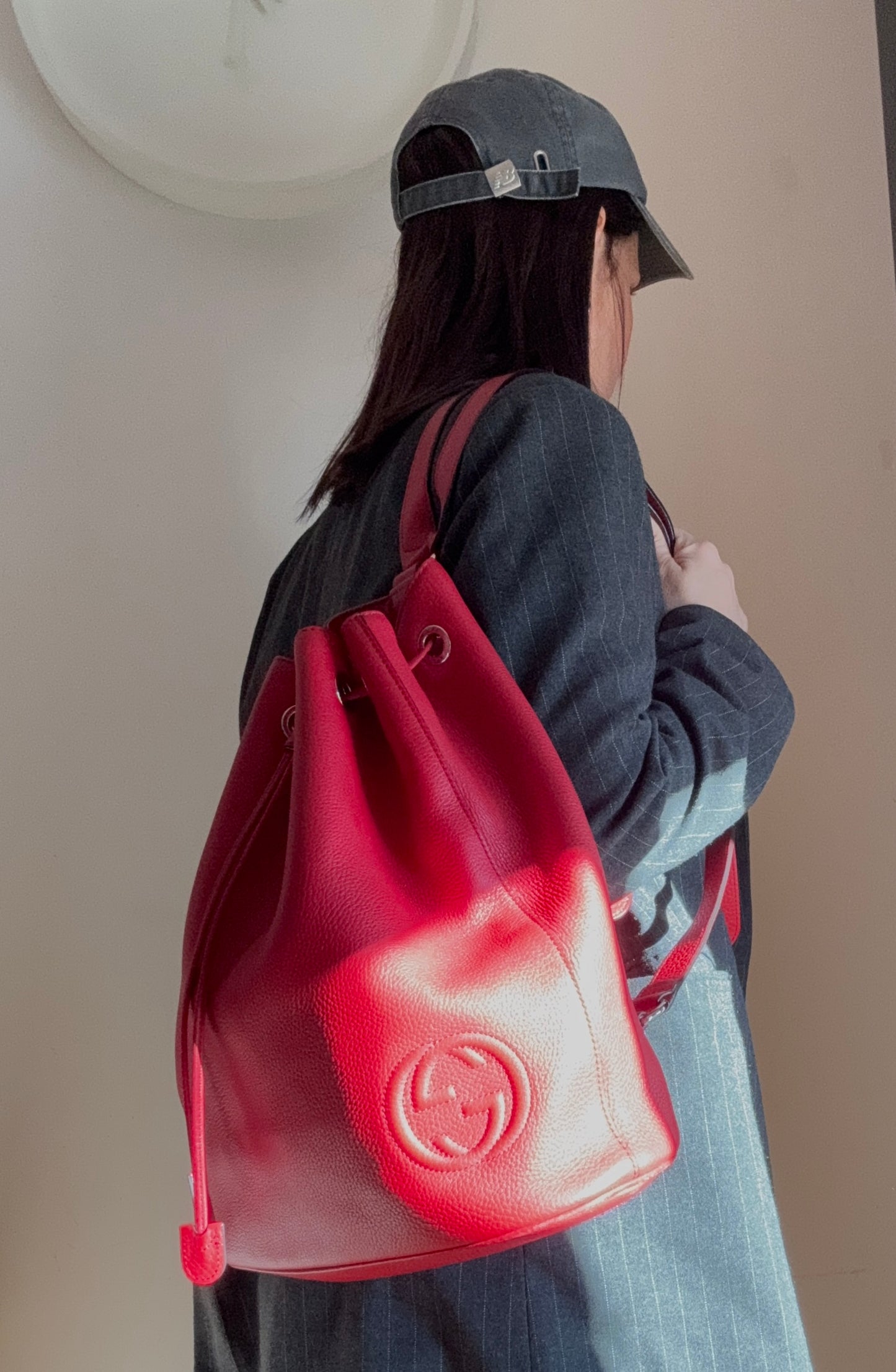 Gucci Soho Drawstring Backpack Red