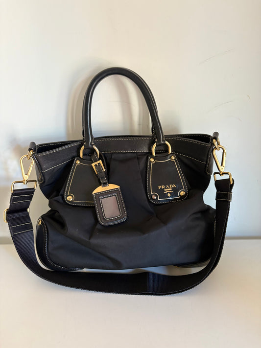 Prada nylon and leather shoulder bag